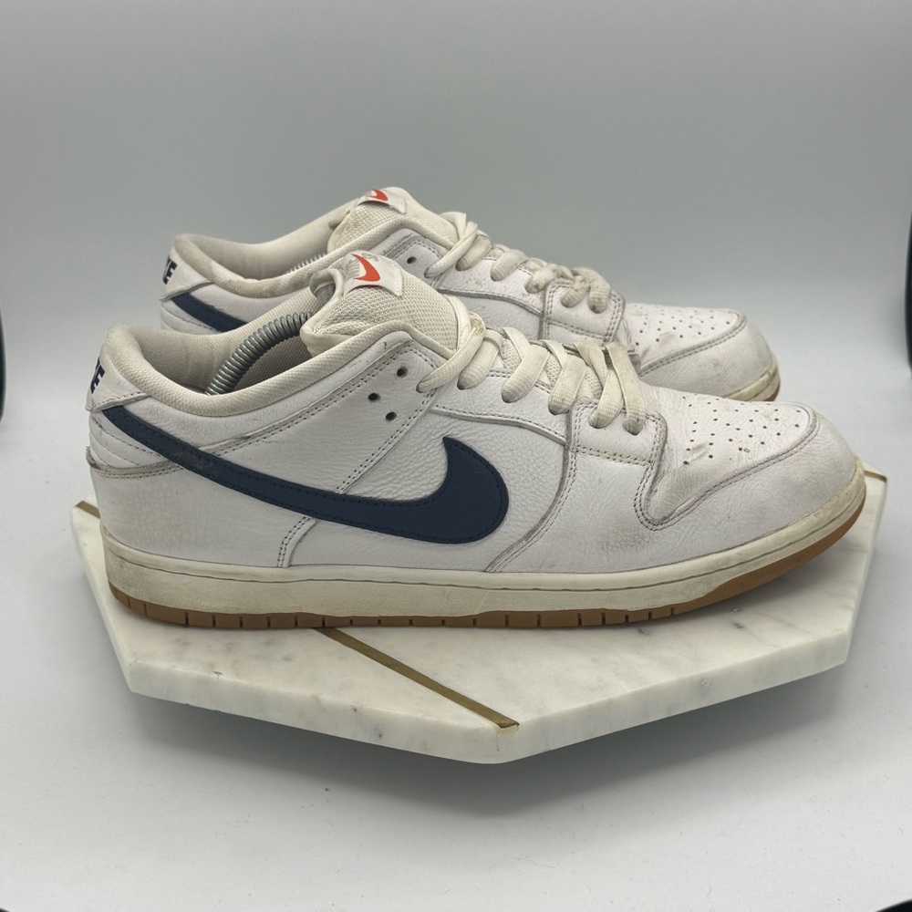 Nike men’s SB Dunk Low Orange Label White Navy